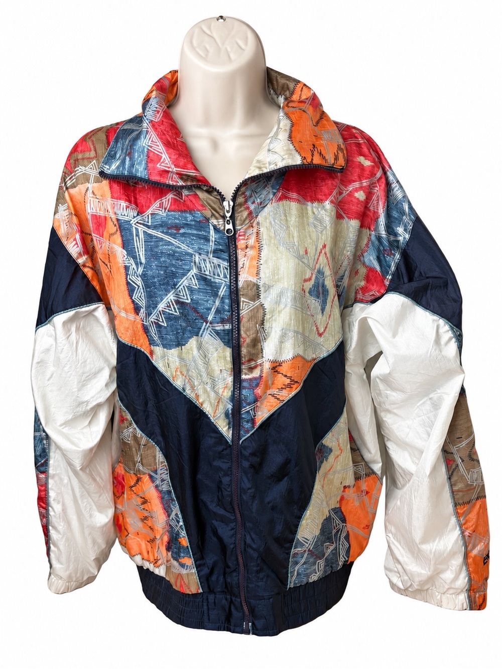 Vintage East West 80s 90s Colorblock Geometric Windbreaker Jacket Large Retro